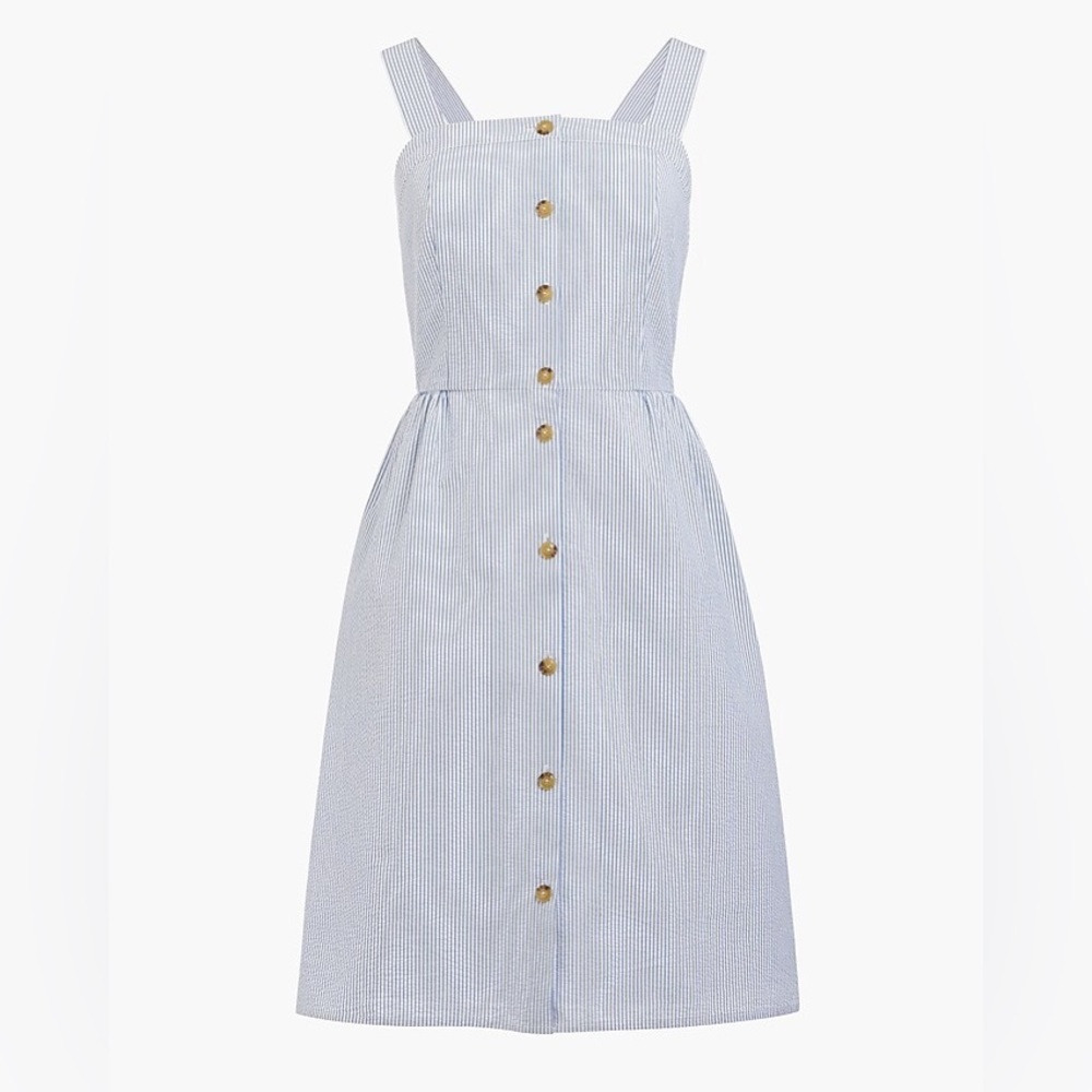 J Crew Seersucker Button-Front Mini Dress